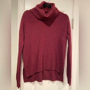 Madewell Size S Burgundy Ribbed Knit Cowl Neck Tunic Sweater Wool Alpaca Blend